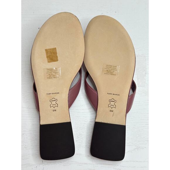 Tory Burch New! Lavender Pink Leather Flip Flop Sandals Gold Logo Summer Vacay 9 - Picture 5 of 9